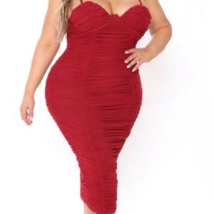 FashionNova- Need You In My Life Ruched Midi Dress